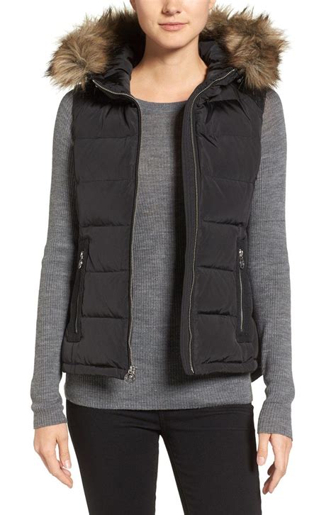 michael michael kors faux fur trim puffer vest